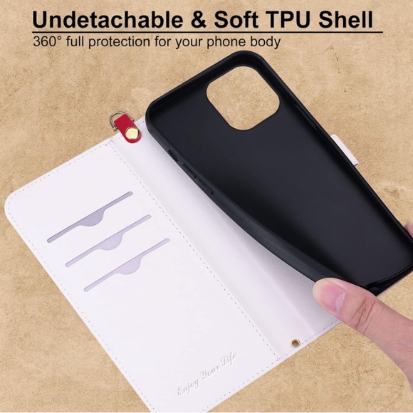 New Apple Cartoon Style Flip Wallet Case with 3 Card Slots IPhone 14 Pro - Picture 5 of 6